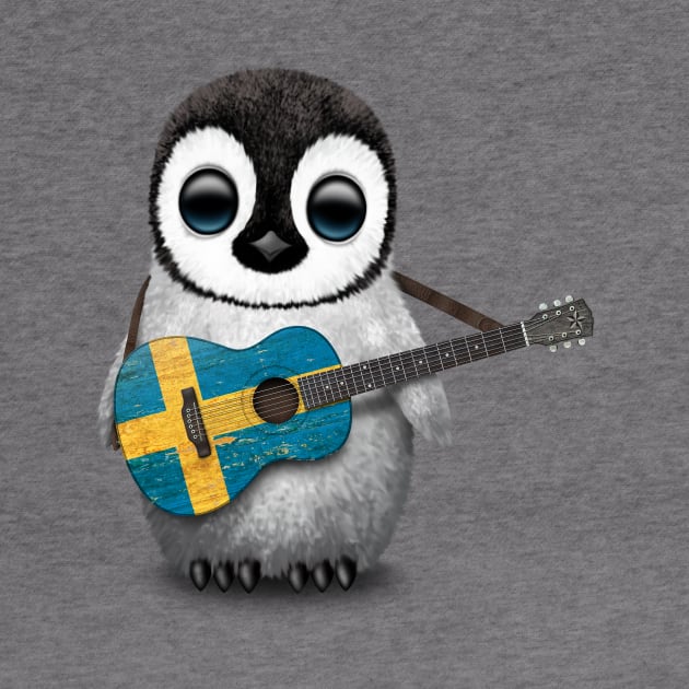 Baby Penguin Playing Swedish Flag Guitar by jeffbartels